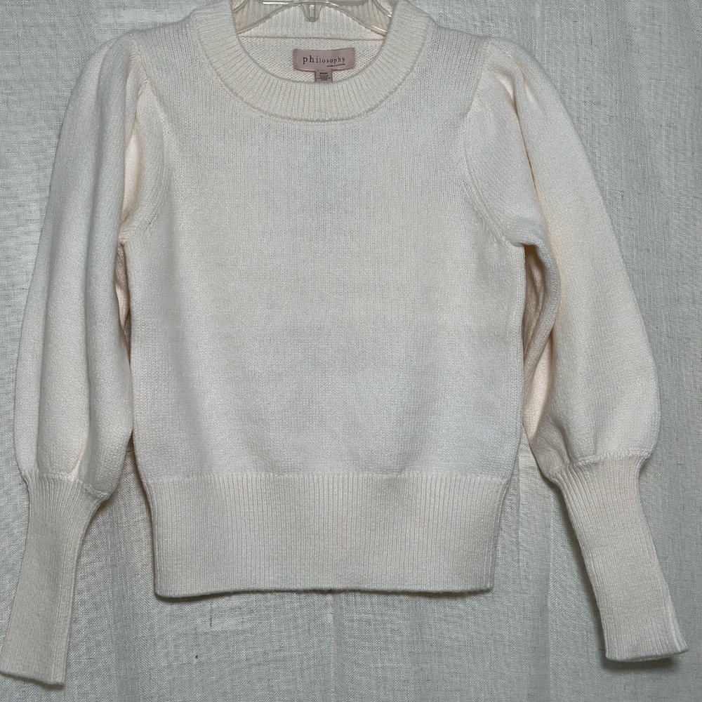 Philosophy Ivory Puff Sleeve Sweater – Size XS - Picture 2 of 5